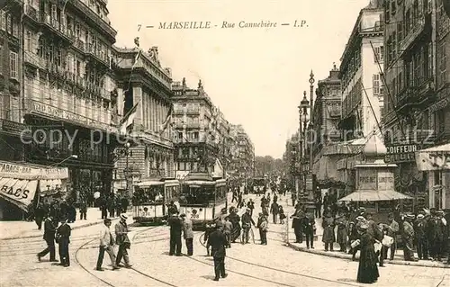 AK / Ansichtskarte Strassenbahn Marseille Rue Cannebiere  