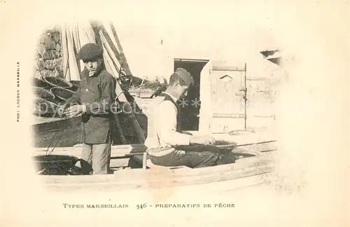 AK / Ansichtskarte Marseille_Bouches du Rhone Preparatifs de Peche Marseille