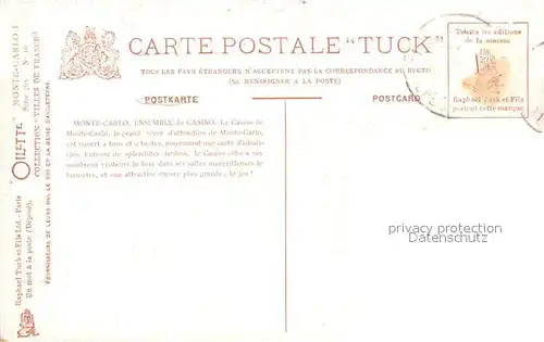 AK / Ansichtskarte Verlag_Tucks_Oilette_Nr. 16 Monte Carlo Ensemble du Casino  