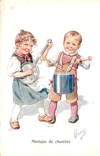 AK / Ansichtskarte Feiertag_Karl Kinder Musik Topf Kochl?ffel Pfanne 