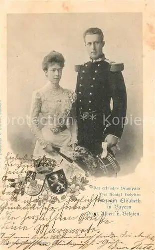 AK / Ansichtskarte Adel_Belgien Brautpaar Prinz Albert Herzogin Elisabeth  Adel Belgien