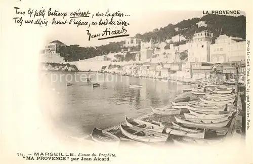 AK / Ansichtskarte Marseille_Bouches du Rhone Anse du Prophete Poemes de Provence de Jean Aicard Marseille