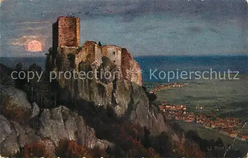 AK / Ansichtskarte Rappoltsweiler_Haut_Rhin_Elsass Ruine Giersberg im Mondschein Kuenstlerkarte Serie 162 Nr. 3924 Rappoltsweiler_Haut