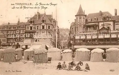 AK / Ansichtskarte Trouville sur Mer Rue de Paris vue de la plage Reine des Plages Trouville sur Mer