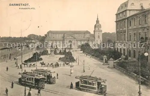 AK / Ansichtskarte Strassenbahn Darmstadt Paradeplatz 