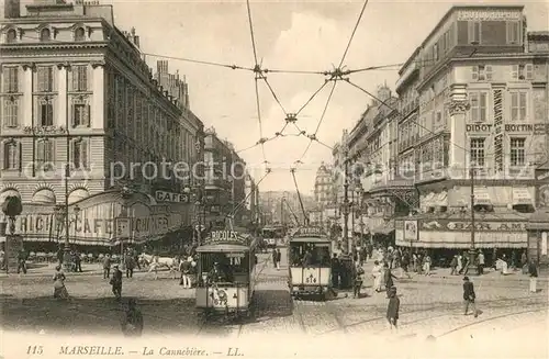 AK / Ansichtskarte Strassenbahn Marseille Cannebiere  