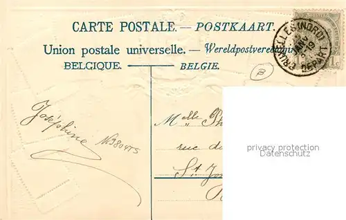 AK / Ansichtskarte Briefmarke_auf_Ak Belgique  Briefmarke_auf_Ak