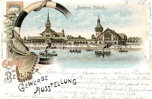 AK / Ansichtskarte Ausstellung_Gewerbe_Berlin_1896 Fischerei Palast Litho 