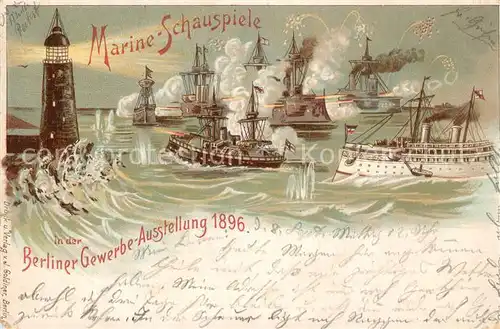 AK / Ansichtskarte Ausstellung_Gewerbe_Berlin_1896 Marine Schauspiele Litho  
