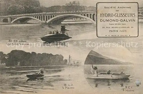 AK / Ansichtskarte Boote Hydro Glisseurs Dumond Galvin Paris  