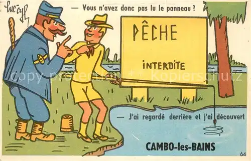 AK / Ansichtskarte Cambo les Bains Pecheurs Peche interdite Angler Kuenstlerkarte Cambo les Bains