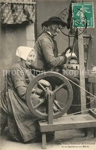 AK / Ansichtskarte Locronan Vieux Tisserand et sa Quebenne au Metier Locronan