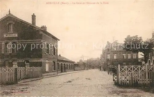 AK / Ansichtskarte Merville_Nord La Gare et lAvenue de la Gare Merville_Nord