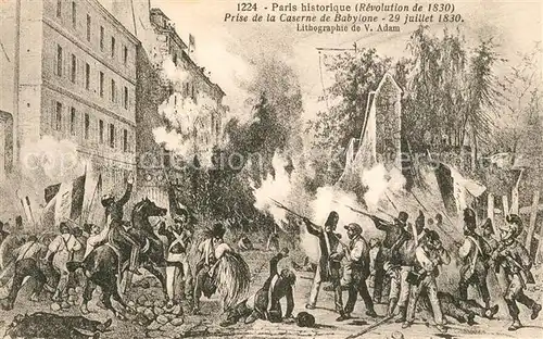 AK / Ansichtskarte Paris Ville historique Revolution de 1830 Lithographie de V. Adam Kuenstlerkarte Paris
