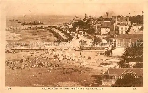 AK / Ansichtskarte Arcachon_Gironde Vue generale de la plage Arcachon Gironde