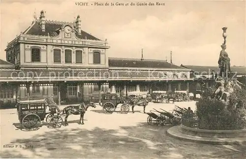 AK / Ansichtskarte Vichy_Allier Place de la Gare et du Genie des Eaux Vichy Allier