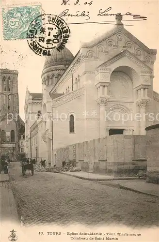 AK / Ansichtskarte Tours_Indre et Loire Eglise Saint Martin Tour Charlemagne Tombeau de Saint Martin Tours Indre et Loire