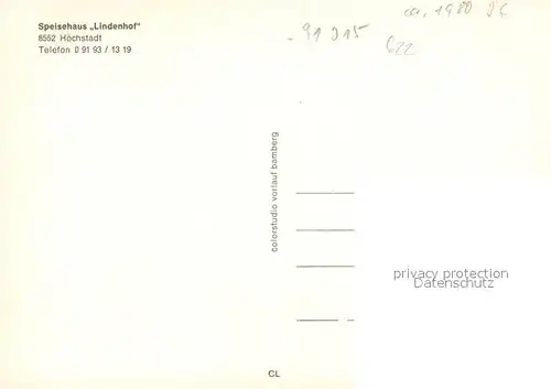 AK / Ansichtskarte Hoechstadt_Aisch Restaurant Speisehaus Lindenhof Hoechstadt_Aisch