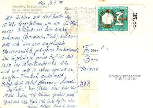 AK / Ansichtskarte Neumuehle_Visbek Speiserestaurant Neumuehle_Visbek