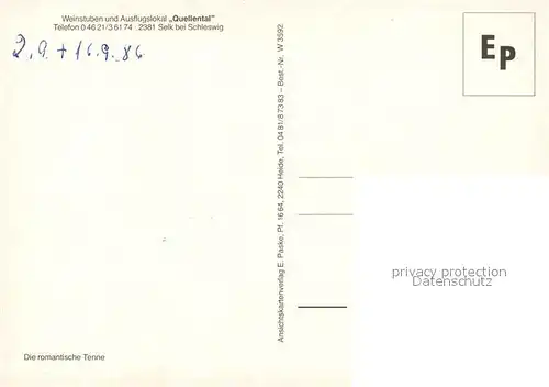 AK / Ansichtskarte Selk Weinstuben Ausflugslokal Quellental Gastraum Selk