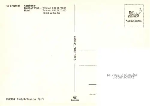 AK / Ansichtskarte Bruchsal Autobahn Rasthof West Hotel Bruchsal