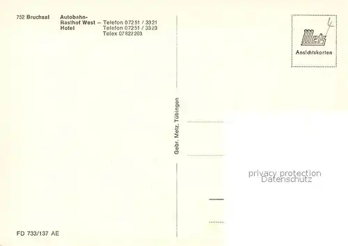 AK / Ansichtskarte Bruchsal Autobahn Rasthof West Hotel Restaurant Bruchsal