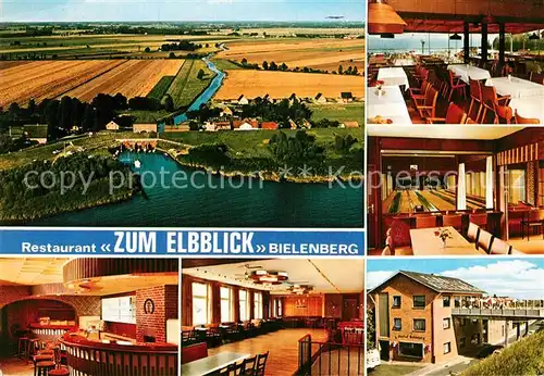 AK / Ansichtskarte Bielenberg Restaurant Zum Elbblick Kegelbahn Fliegeraufnahme Bielenberg