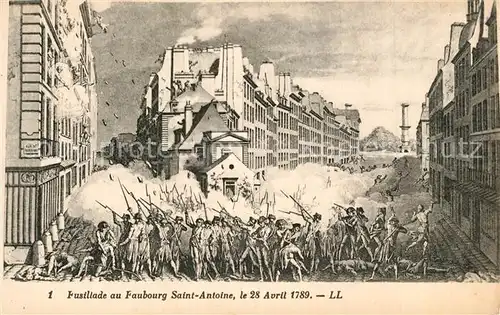 AK / Ansichtskarte Paris Histoire de la Revolution 1789 Fusillade au Faubourg Saint Antoine Lithographie Paris