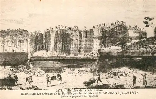 AK / Ansichtskarte Paris Histoire de la Revolution 1789 Bastille Lithographie Paris