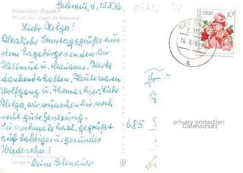 AK / Ansichtskarte Langenberg_Erzgebirge HO Wismut Hotel Sankt Katharina Langenberg Erzgebirge