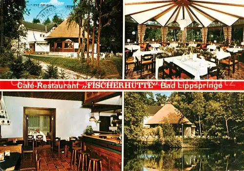 AK / Ansichtskarte Bad_Lippspringe Cafe Restaurant Fischerhuette Kurwald Teich Bad_Lippspringe