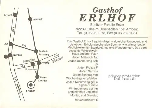 AK / Ansichtskarte Erlheim_Ursensollen Gasthof Erlhof  Erlheim_Ursensollen