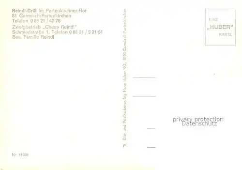 AK / Ansichtskarte Garmisch Partenkirchen Reindl Grill Partenkirchner Hof  Garmisch Partenkirchen