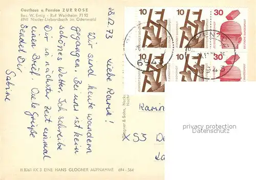 AK / Ansichtskarte Weinheim_Bergstrasse Gasthaus Pension Zur Rose  Weinheim_Bergstrasse