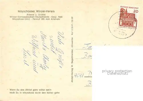 AK / Ansichtskarte Mayschoss Mayschosser Weinkeller  Mayschoss