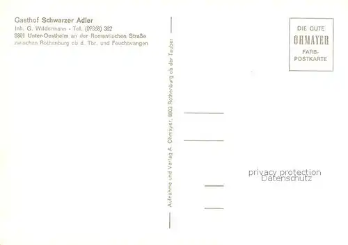 AK / Ansichtskarte Unteroestheim Gasthof Schwarzer Adler  Unteroestheim