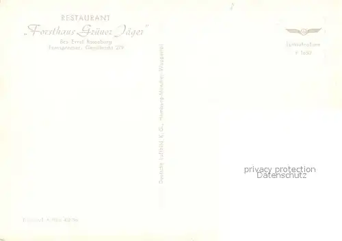 AK / Ansichtskarte Geesthacht_Elbe Restaurant Forsthaus Gr?ner J?ger Fliegeraufnahme Geesthacht_Elbe