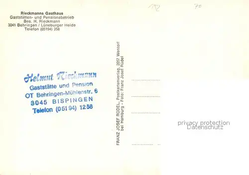 AK / Ansichtskarte Behringen_Bispingen Rieckmanns Gasthaus  Behringen Bispingen