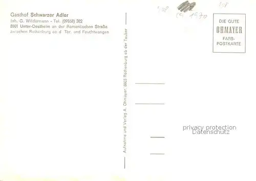 AK / Ansichtskarte Unteroestheim Gasthof Schwarzer Adler  Unteroestheim