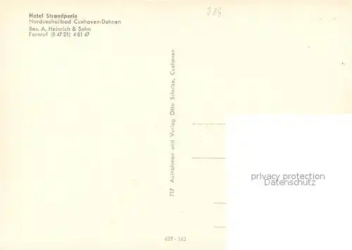 AK / Ansichtskarte Cuxhaven_Duhnen_Nordseebad Hotel Strandperle Cuxhaven_Duhnen