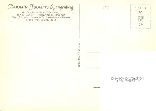 AK / Ansichtskarte Erfenstein Rastst?tte Forsthaus Spangenberg Erfenstein
