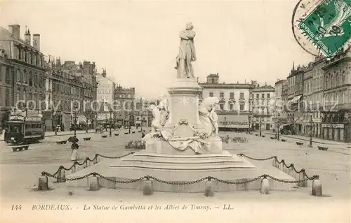 AK / Ansichtskarte Bordeaux La Statue de Gambetta et les Allees de Tourny Bordeaux