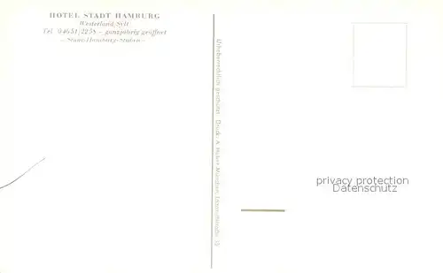 AK / Ansichtskarte Westerland_Sylt Hotel Stadt Hamburg Gastraum Westerland_Sylt