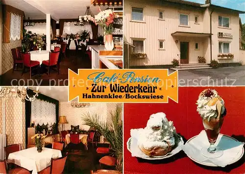 AK / Ansichtskarte Hahnenklee Bockswiese_Harz Cafe Pension Zur Wiederkehr Gastraeume Hahnenklee Bockswiese