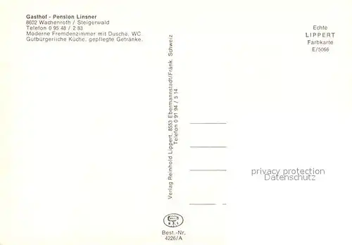 AK / Ansichtskarte Wachenroth Gasthof Pension Linsner Speisesaal Kirche Wachenroth