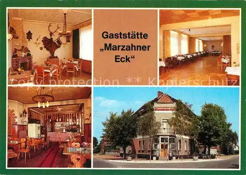 AK / Ansichtskarte Marzahne Gaststaette Marzahner Eck Jagdzimmer Saal Bauernstube Marzahne