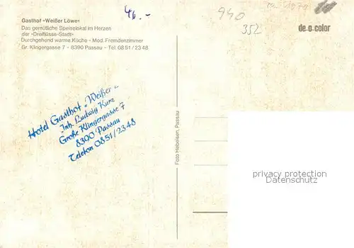 AK / Ansichtskarte Passau Gasthof Weisser Loewe Gastraeume Zimmer Passau