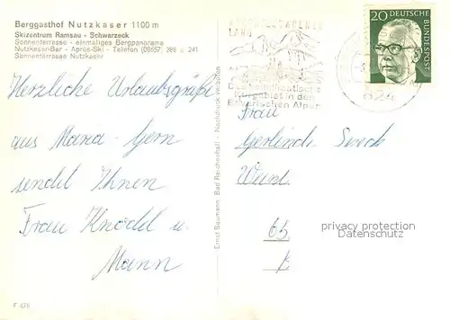 AK / Ansichtskarte Schwarzeck Berggasthof Nutzkaser Sonnenterrasse Schwarzeck