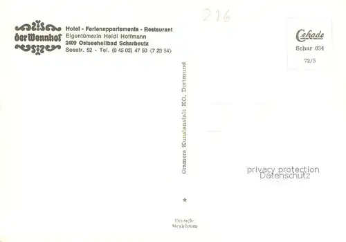 AK / Ansichtskarte Scharbeutz_Ostseebad Hotel Ferienappartements Restaurant Der Wennhof Scharbeutz_Ostseebad