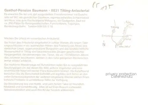 AK / Ansichtskarte Titting Gasthof Pension Baumann Kegelbahn Hallenbad Festsaal Titting